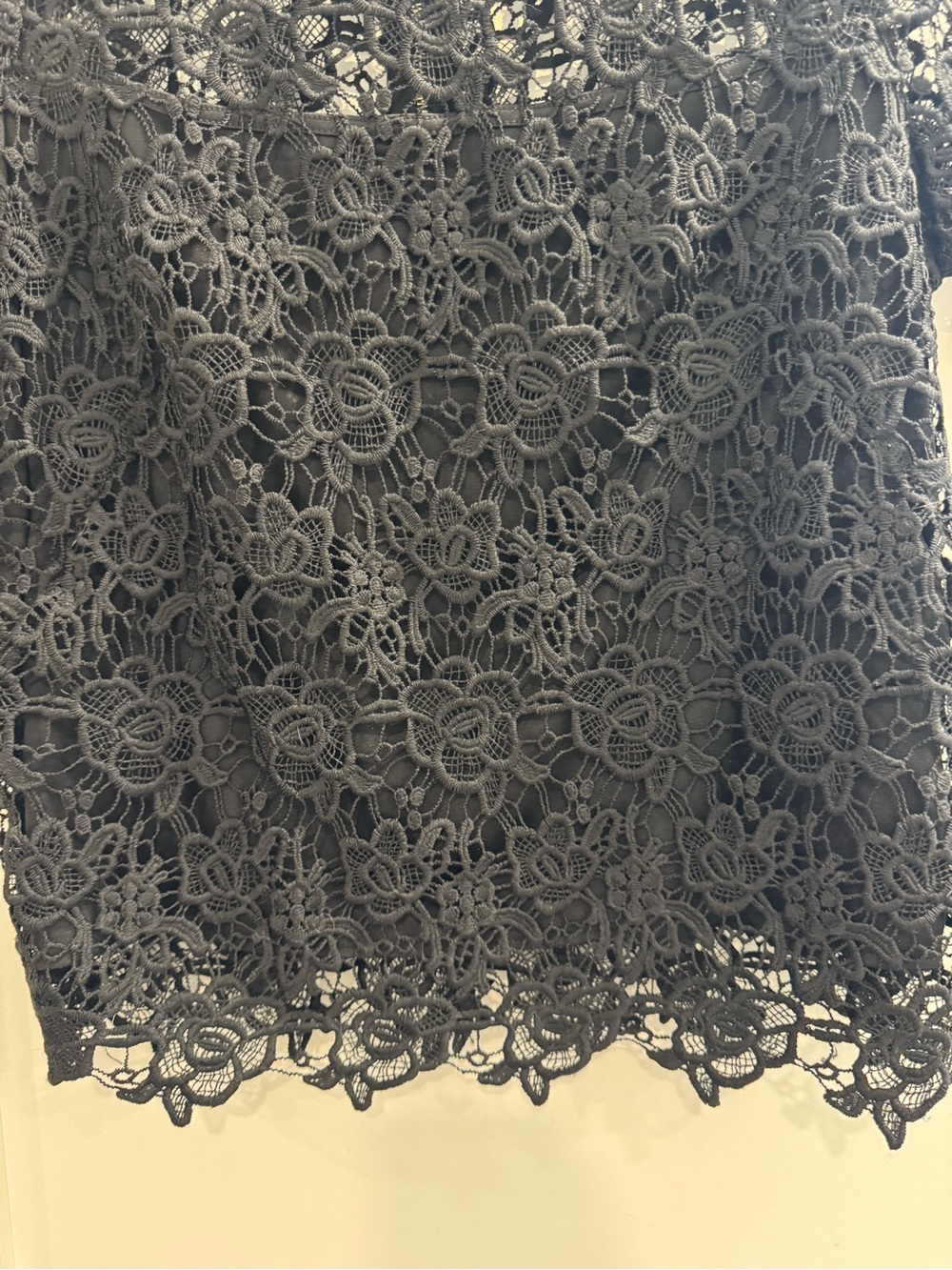 Nanette Lepore Black Floral Lace Short-Sleeve Top - Picture 3 of 4